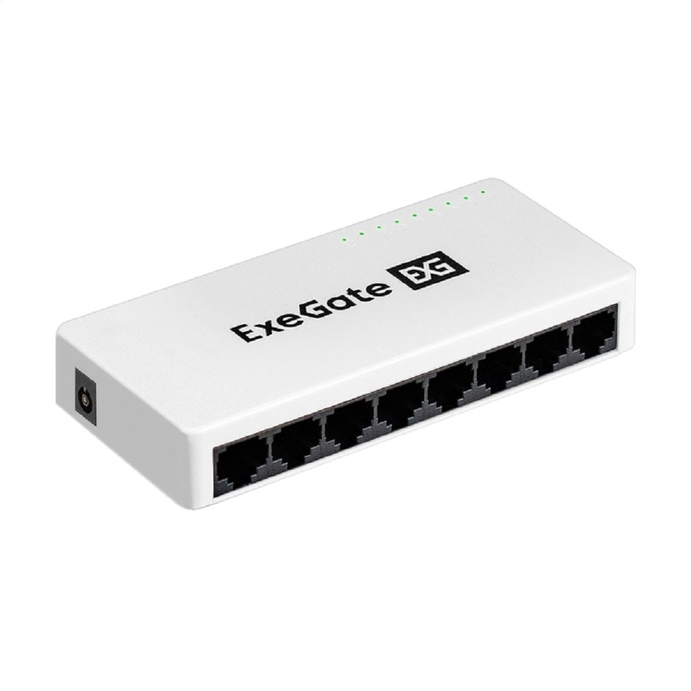 Exegate EX298686RUS Коммутатор неуправляемый ExeGate EDES-1008C (8-портовый UTP 10/100Mbps, с функцией энергосбережения (Green Ethernet Technology), настольный/настенный)