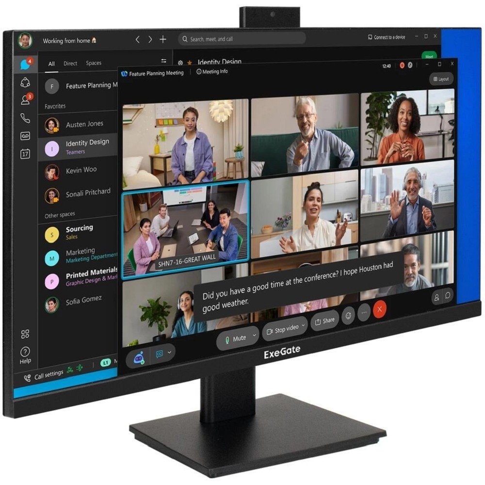Монитор со встроенной веб-камерой и аудио выходом 27" WQHD 165Гц ExeGate SuperView EA2707A (IPS LED Grade A+, 2560x1440@165Гц (WQHD), 16:9, 250cd/m2, 1000:1, 178°/178°, 1ms, 2xHDMI2.0, DisplayPort, USB (для подключения веб-камеры) + USB (для зарядки), audio-out, FHD веб-камера 2MP, микрофон, Flicker-free, FreeSync, Low Blue Light, кабель HDMI 1.5м, VESA, регулировка наклона (tilt), черный)