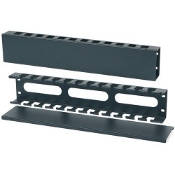 Hyperline CM-2U-ML-COV Кабельный организатор с металлическими кольцами и крышкой, 19", 2U черный