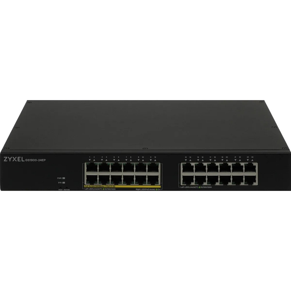 ZYXEL GS1900-24EP-EU0101F Коммутатор 24G 12PoE+ 130W управляемый