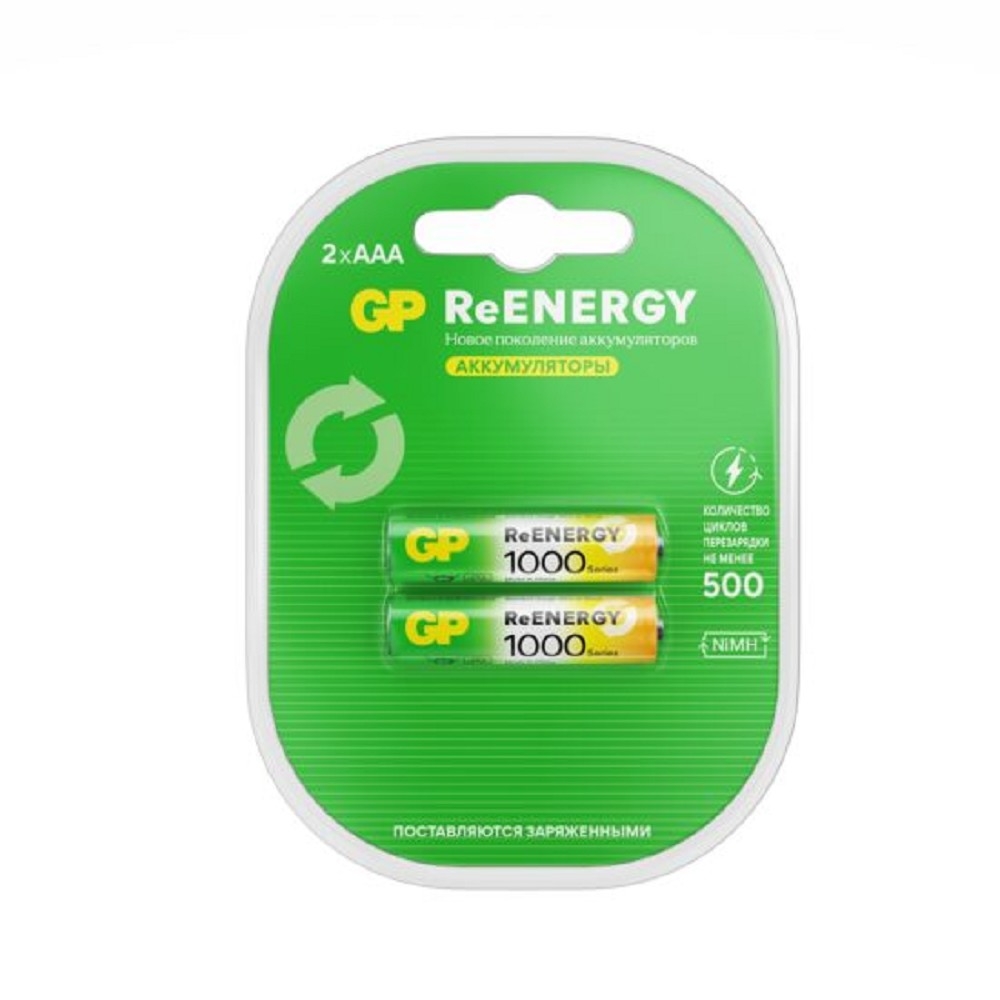 GP ReEnergy 100AAAHC AAA, емкос1000 мАч (100AAAHCRGY-2CRCB2)(2 шт. в уп-ке)  аккумулятор [4891199201448]