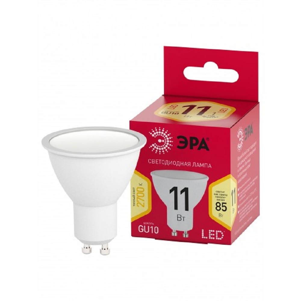 ЭРА Б0056065 Лампочка светодиодная RED LINE LED MR16-11W-827-GU10 R GU10 11 Вт софит теплый белый свет