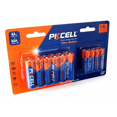 <095319> Элемент питания AA/AAA, 1.5V (AA 12шт + AAA 8шт) PKCELL LR6(12)+LR03(8) Ultra Alkaline [LR6(12)+LR03(8)]