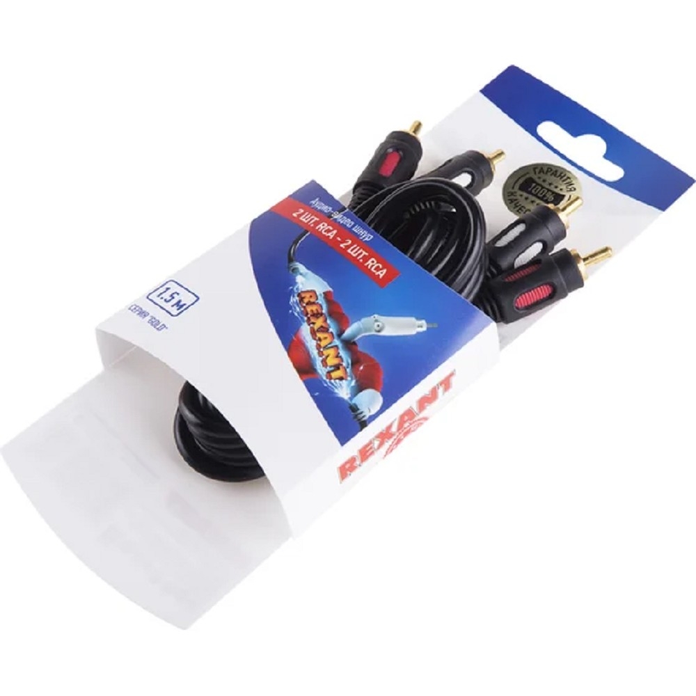 Rexant (06-3043) Шнур 2RCA - 2RCA, 1,5м, Gold