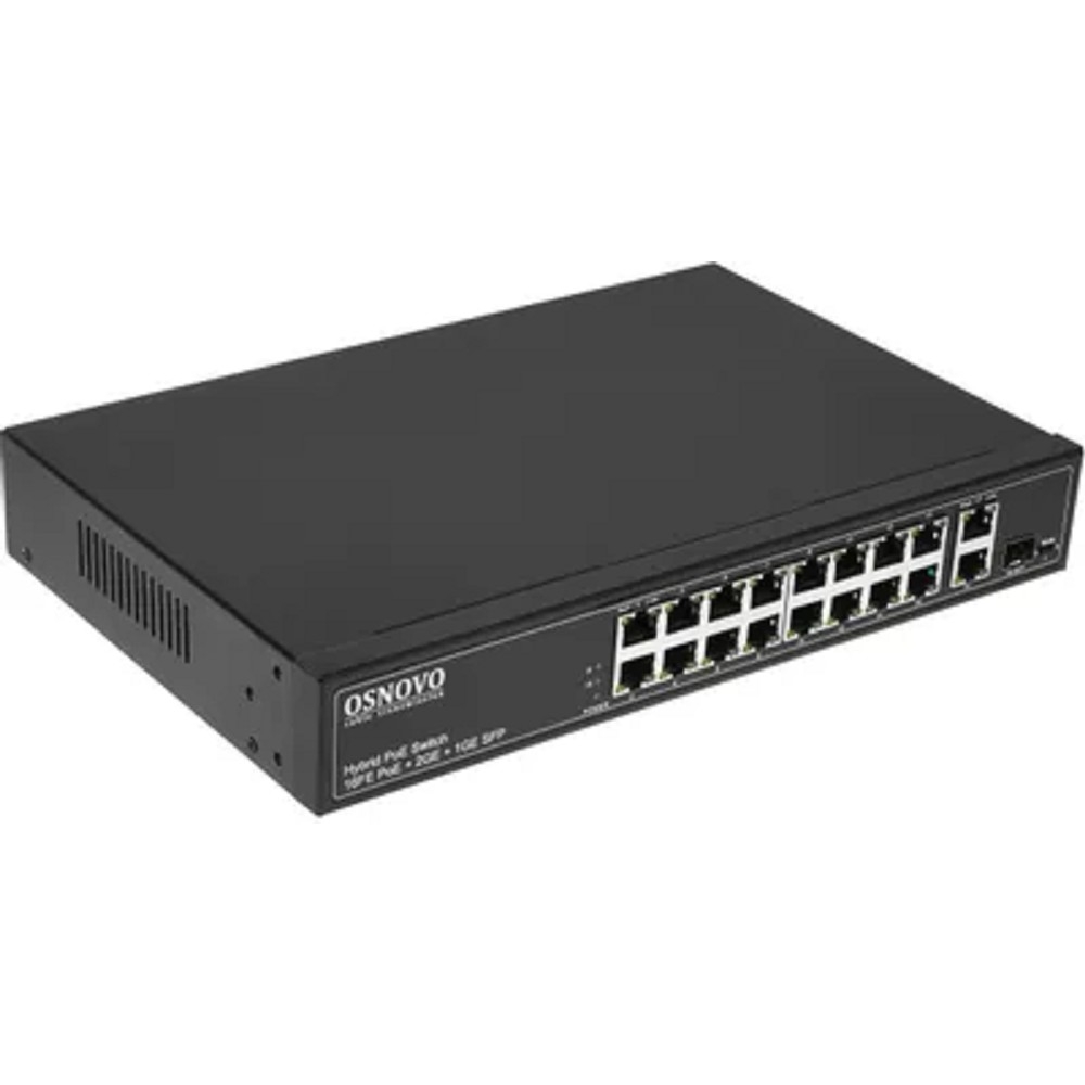 SW-61621(300W) PoE коммутатор Fast Ethernet на 16 x RJ45 PoE + 2 x RJ45 GE + 1 SFP GE порта.