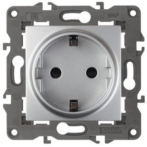 Эра Б0034266 14-2101-03 Розетка 2P+E Schuko, 16A-250В, IP20, Эра Elegance, алюминий