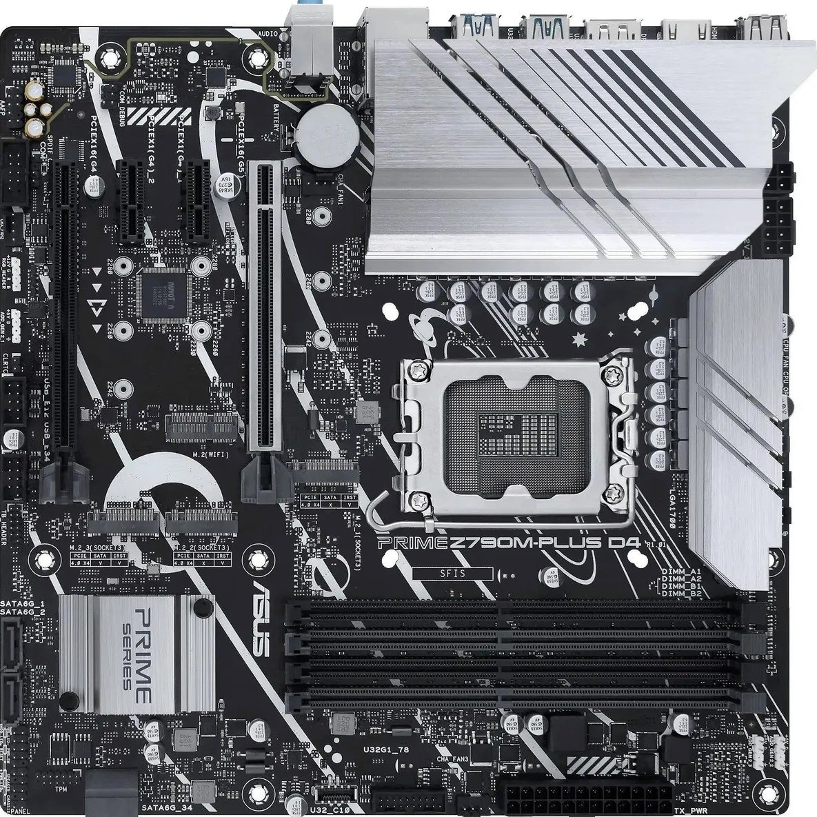 Материнская плата ASUS PRIME Z790M-PLUS D4, LGA 1700, Intel Z790, 4xDDR4, 4xSATA, 3xM.2 PCIe 4.0 x4, 1xPCIe 5.0 x16, 1xPCIe 4.0 x4, 2xPCIe x1, 1xHDMI, 1xDP, 1xUSB-C 3.2 Gen 2x2, 1xUSB 3.2 Gen 2, 4xUSB 3.2 Gen 1, 2xUSB 2.0, 1x 1Gb LAN, 3x3.5 мм, 7.1, mATX