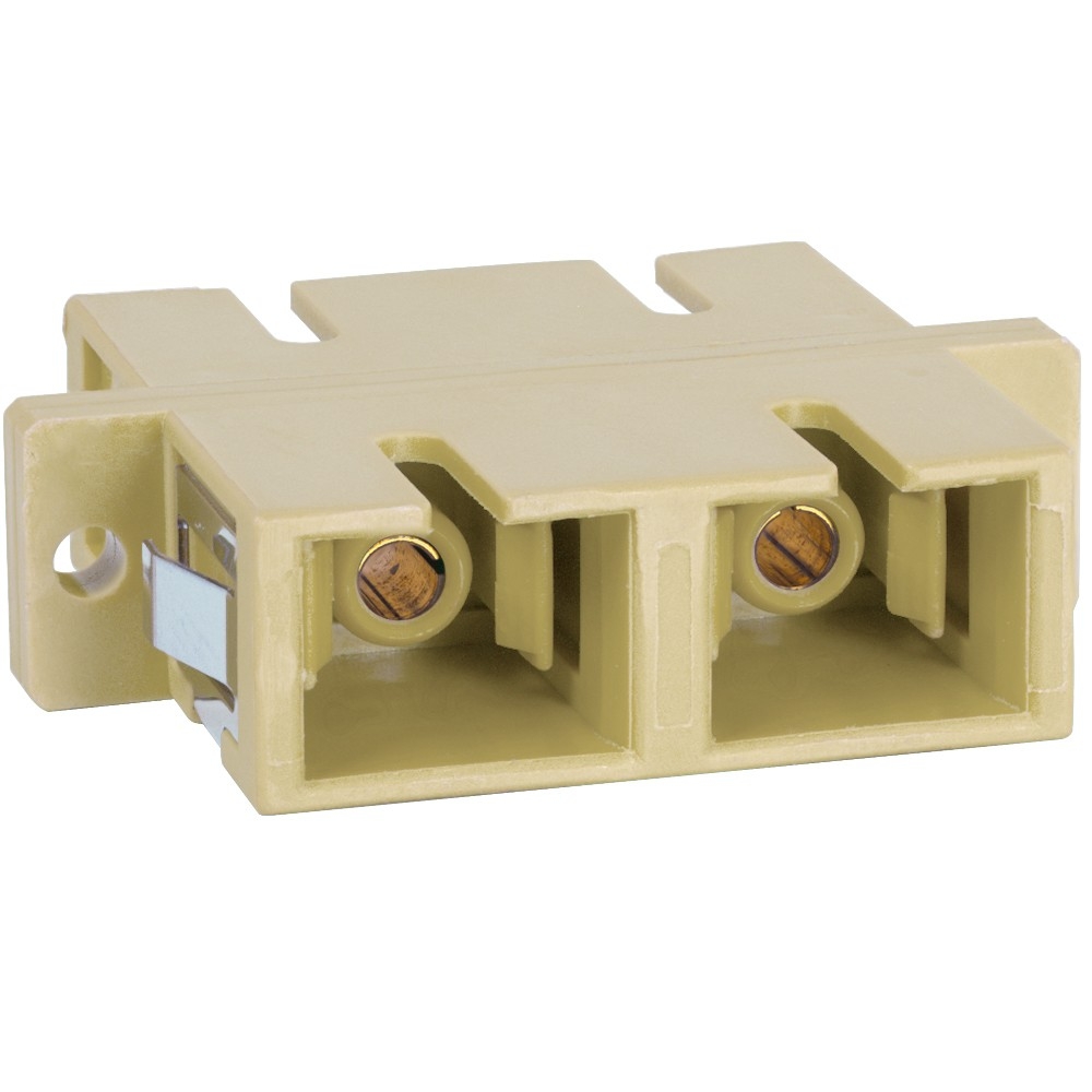 Hyperline FA-P11Z-SC/SC-N/BK-BG Оптический проходной адаптер SC/PC-SC/PC, MM, simplex, корпус пластиковый, бежевый, черные колпачки
