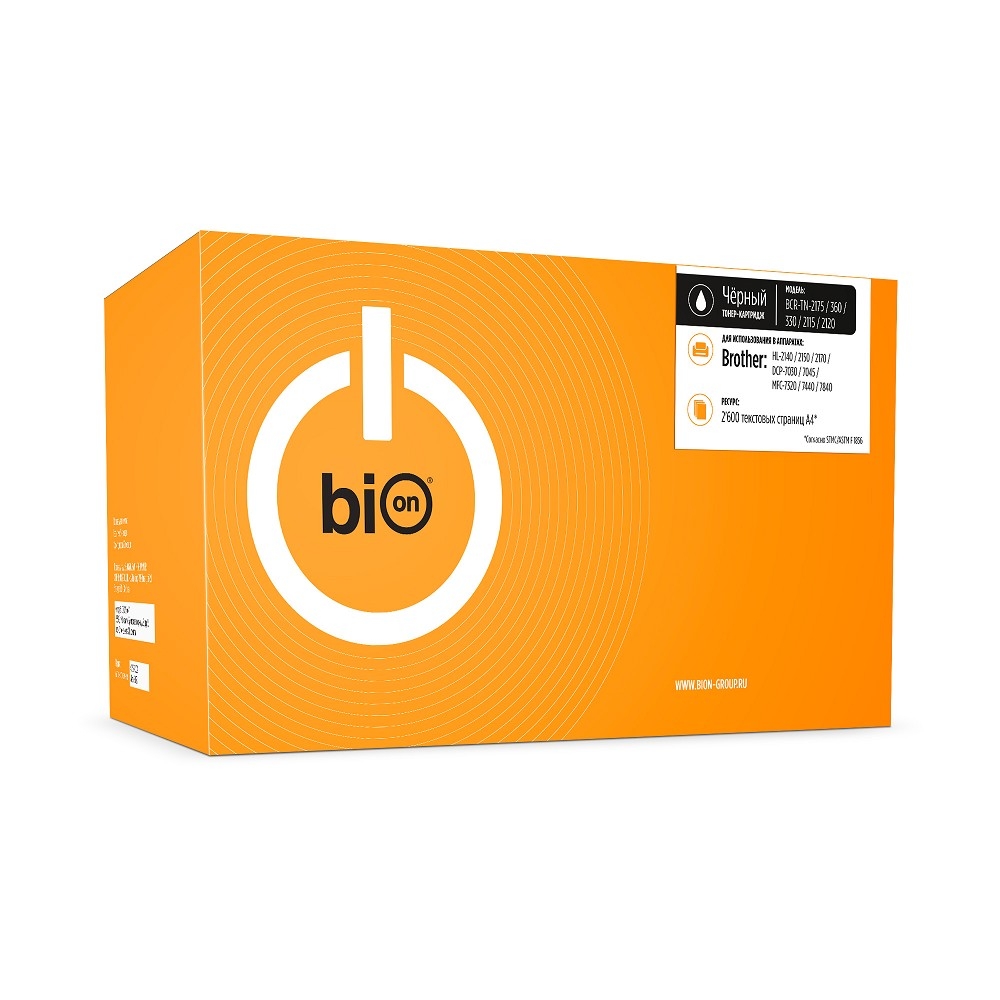 Bion BCR-TN-2175/360/330/2115/2120 Картридж для Brother{ HL-2140/2150/2150N/2170W, DCP-7030/7040/7045N, MFC-7045/7320/7440/7840W } (2600  стр.),Черный, с чипом