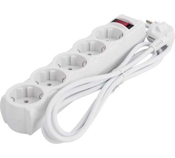 CBR Сетевой фильтр CSF 2505-1.8 White PC, 5 евророзеток, длина кабеля 1,8 метра, цвет белый (пакет)