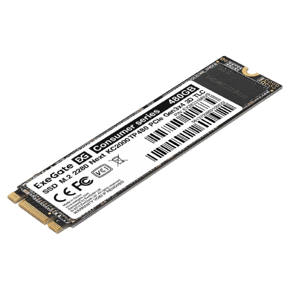 Твердотельный накопитель SSD M.2 480 Gb Exegate Next KC2000TP480 Read 1500Mb/s Write 1100Mb/s 3D NAND TLC EX282316RUS
