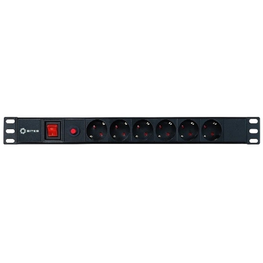 5bites <PDU-10> Блок силовых розеток 19", чёрный 1U, 6 евророзеток