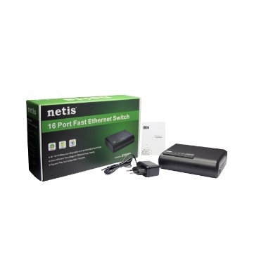 Netis ST3116P Коммутатор, неуправляемый 16-портовый 10/100 Мбит/с, 16 порта RJ45 10/100 Мбит/с, настольный, пластиковый корпус