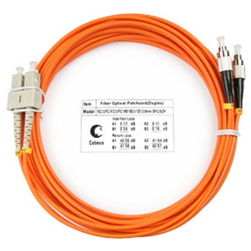 Оптический патч-корд Cabeus, многомодовый, SC/UPC - FC/UPC, FC(UPC) - SC(UPC), 62.5/125 мкм, LSZH, Оранжевый, 10 м, FOP-62-SC-FC-10m