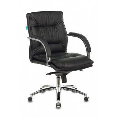 Кресло руководителя Бюрократ T-9927SL-LOW/BLACK низкая спинка черный кожа крестовина хром [1360685]