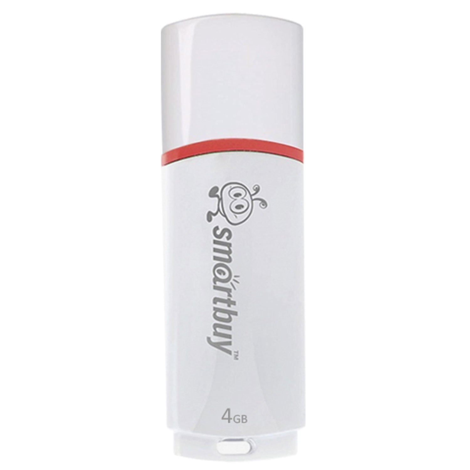 Флешка USB Smartbuy Crown white (SB4GbCRW-W), 4Gb, USB 2.0, R/W 15/5, белый/красный