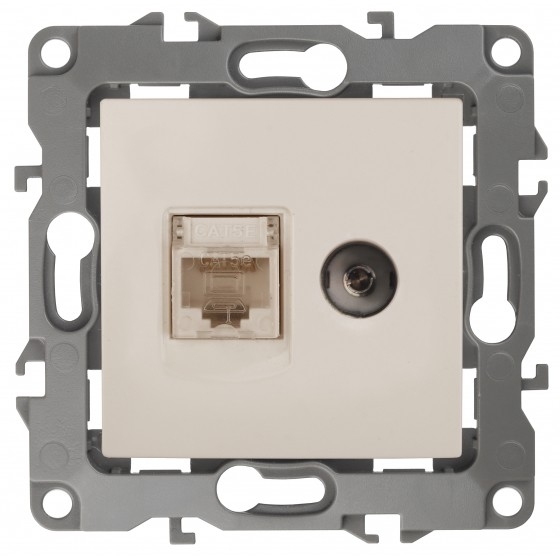 Эра Б0027442 12-3110-02 Розетка информационная RJ45+TV, Эра12, слоновая кость