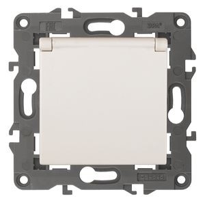 Эра Б0034279 14-2103-02 Розетка 2P+E Schuko со шторками с крышкой, 16A-250В, IP20, Эра Elegance, сл.кость