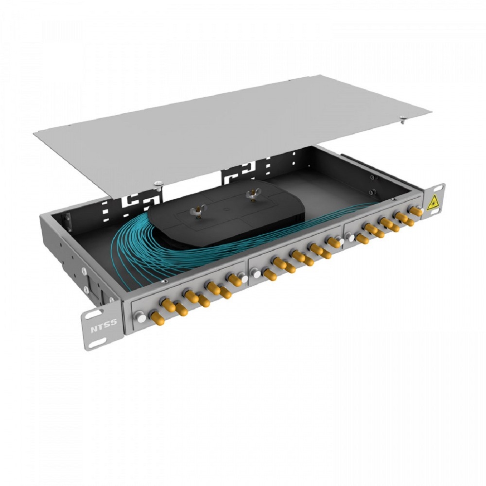 NTSS Кросс 19" NTSS PREMIUM, предсобранный 1U, 12 портов ST/UPC, 50/125 мкм ОМ3, (сплайс, пигтейлы, кдзс, планки, адаптеры) NTSS-RFOB-PM-1U-12-ST/U-503-SP1.5G2A