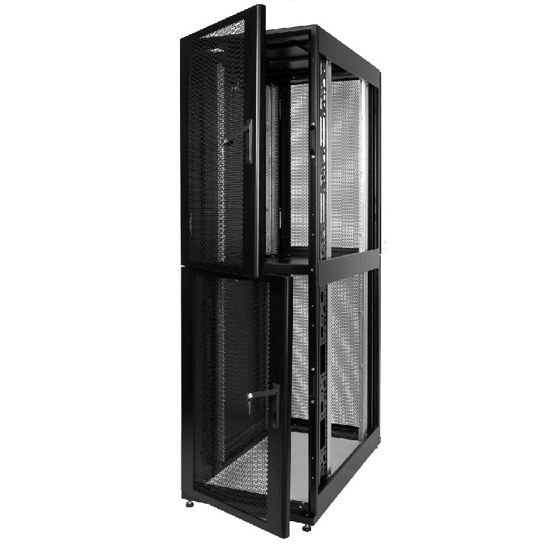 Напольный шкаф ЦМО - ШТК-С Проф Colocation 2 уровня, 46U, высота-2212мм, глубина-600 мм, ширина-600 мм, перфорированная дверь, перфорированные стенки, max-1250кг, полезная глубина-990мм, IP20, цвет чёрный, ШТК-СП-К-2-46.6.12-44АА-Ч
