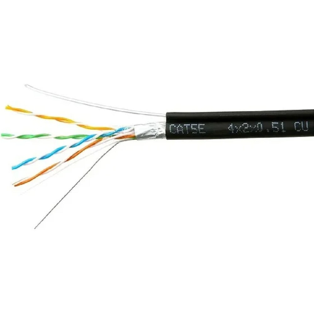 Cablexpert FPC-5051E-4-CU-OUTR/100 Кабель Cablexpert (RU) FTP outdoor 4x2x0.51 на тросу, медный, кат.5e, однож., 100м, box, черный