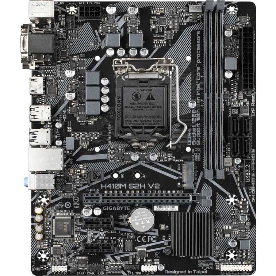 Материнская плата GIGABYTE H410M S2H V2 (LGA1200, mATX, Q470, 2xDDR4, RAID, 1xPCI-Ex16, 1xM.2, VGA+DVI+HDMI) (H410M S2H V2)