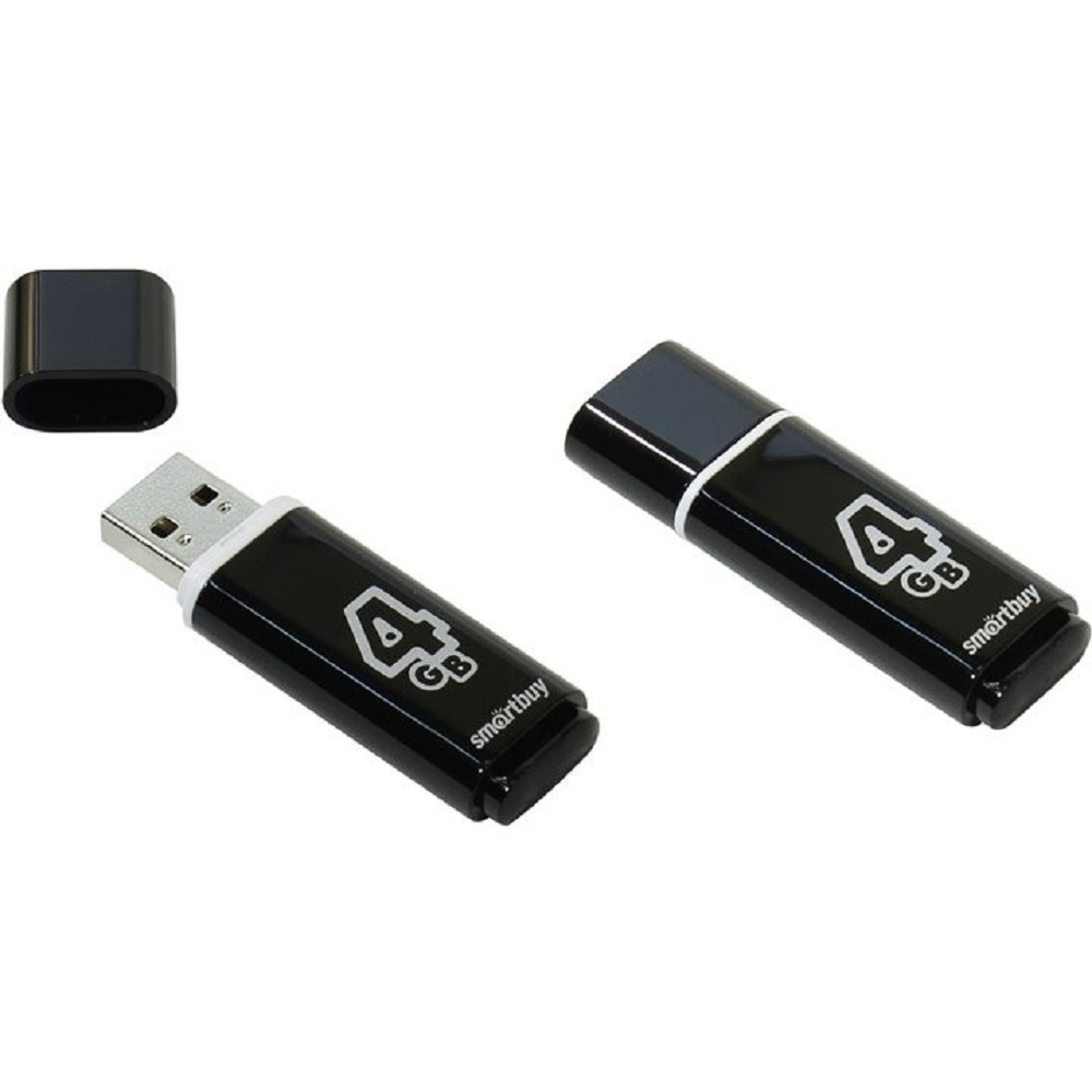Флешка USB Smartbuy Glossy series black (SB4GbGS-K), 4Gb, USB 2.0, R/W 25/15, черный