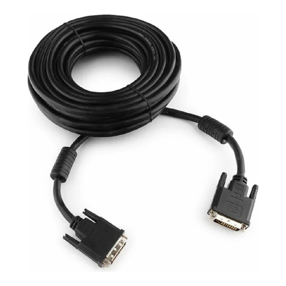 Кабель DVI-D dual link Gembird, 10м, 25M/25M, экран, феррит.кольца, пакет, черный [CC-DVI2-BK-10M]