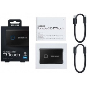 Твердотельный диск 1TB Samsung T7 Touch MU-PC1T0K, 3D NAND TLC, USB 3.2 Type-C [R/W - 1050/1000 MB/s] Black/EU