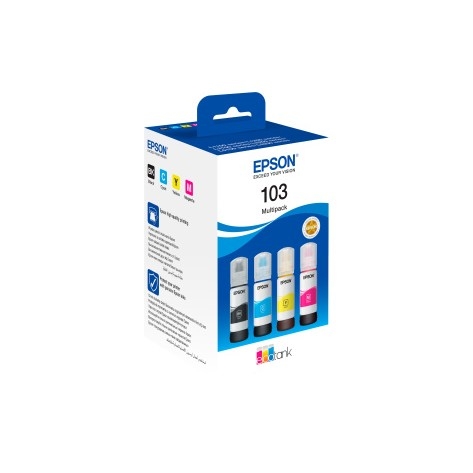 Картридж струйный Epson 103 C13T00S64A 4цв./голубой/желтый/желтый/черный для Epson EcoTank L3211, L3260, L3266, L3550, L3560, L1110, L1210, L1250, L3100, L3101, L3110, L3150, L3151, L3156, L3160, L3200, L3210, L3250, L3251, L3256, L5190, L5290, L5296