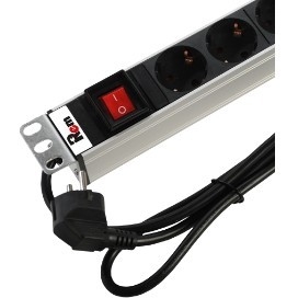 Блок силовых розеток Rem Rem-16, Shuko х 6, USB х 1, вход Schuko, шнур 3 м, 484х45х45 мм (ВхШхГ), 16А, выключатель, серый
