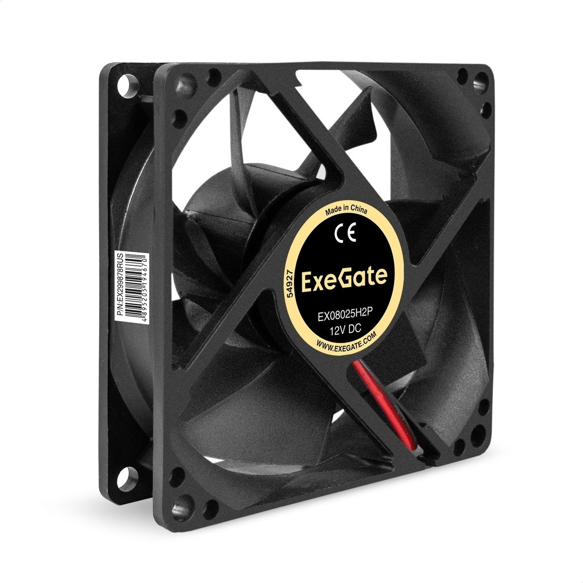 Exegate EX299878RUS Вентилятор 12В DC ExeGate EX08025H2P (80x80x25 мм, Hydraulic bearing (гидродинамический), 2pin, 2200RPM, 22dBA)
