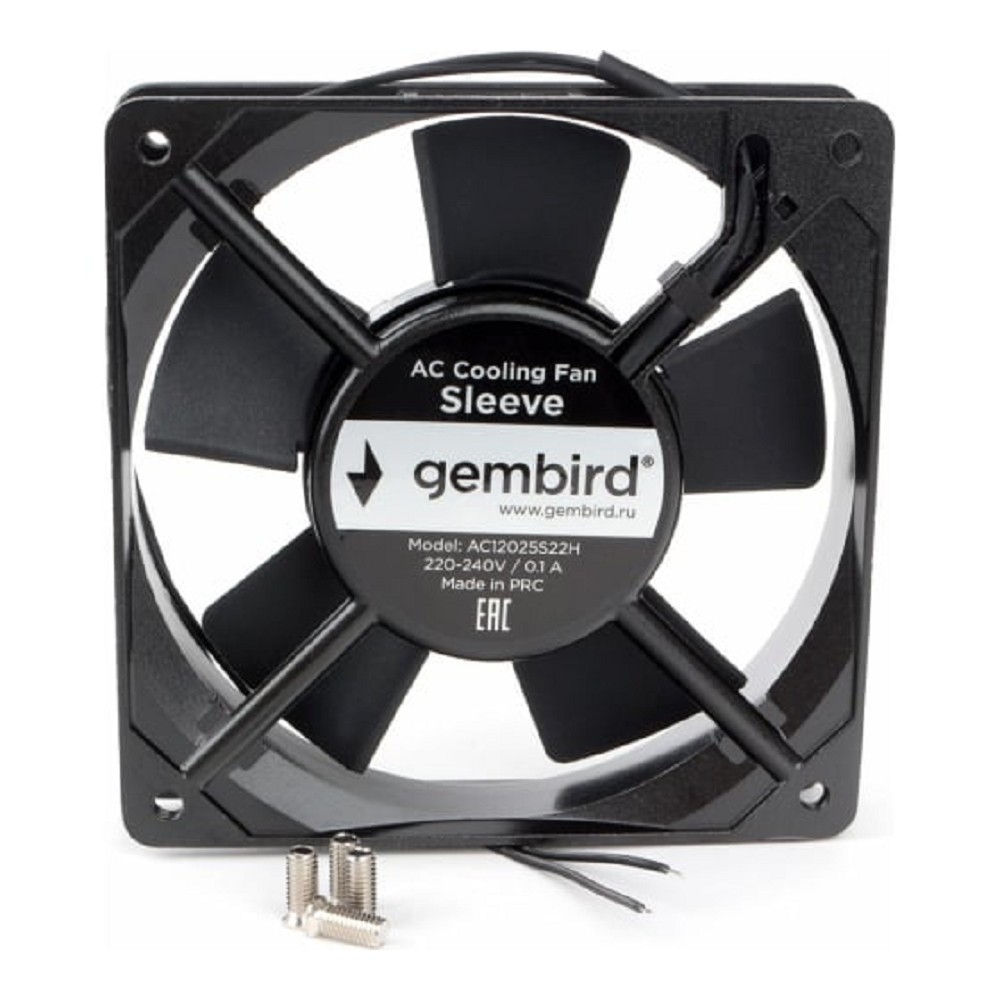 Gembird Вентилятор 120x120x25 AC 220 втулка 2 pin провод 30 см [AC12025S22H]