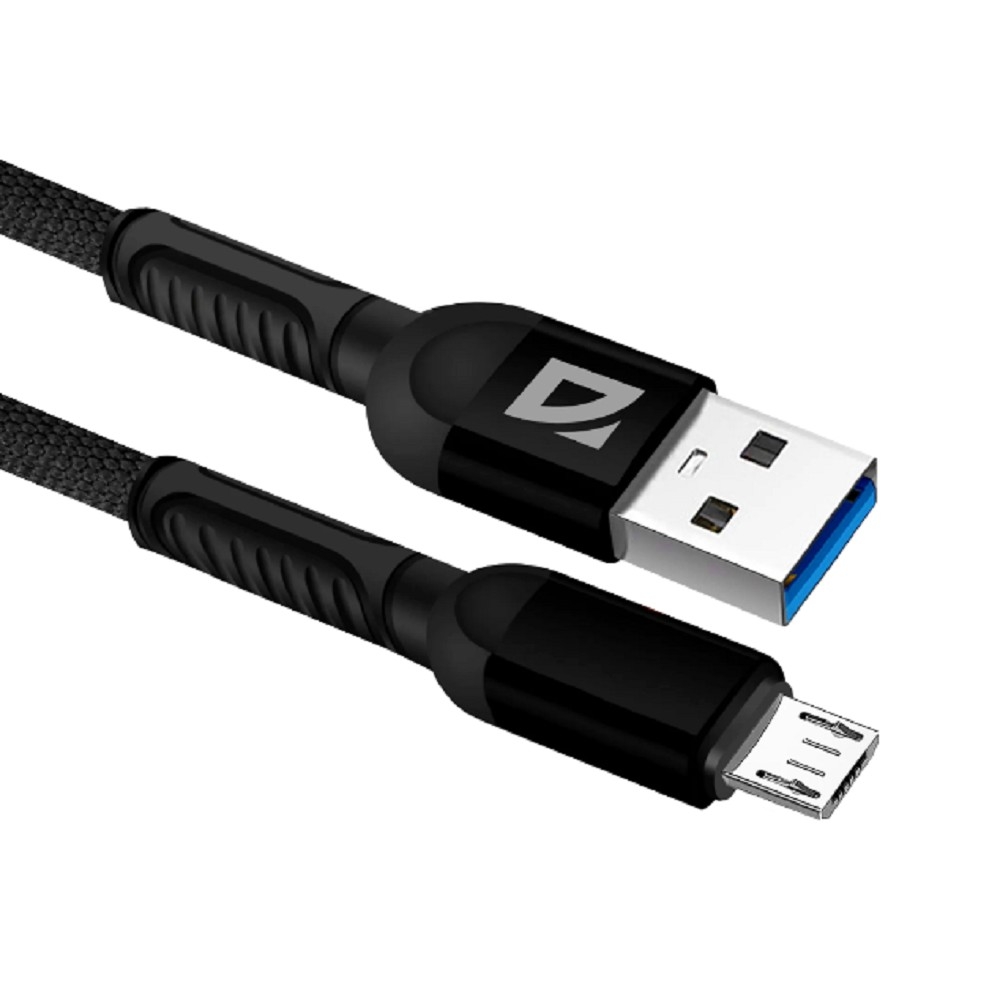 Defender Распродажа!!! USB кабель F167 Micro, black, 1м, 2.4А, ткань, пакет (87105BLA)