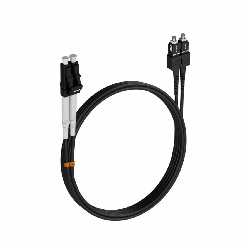 Шнур оптический NTSS dpc LC/UPC-SC/UPC 50/125 3.0мм 3м черный LSZH (патч-корд)