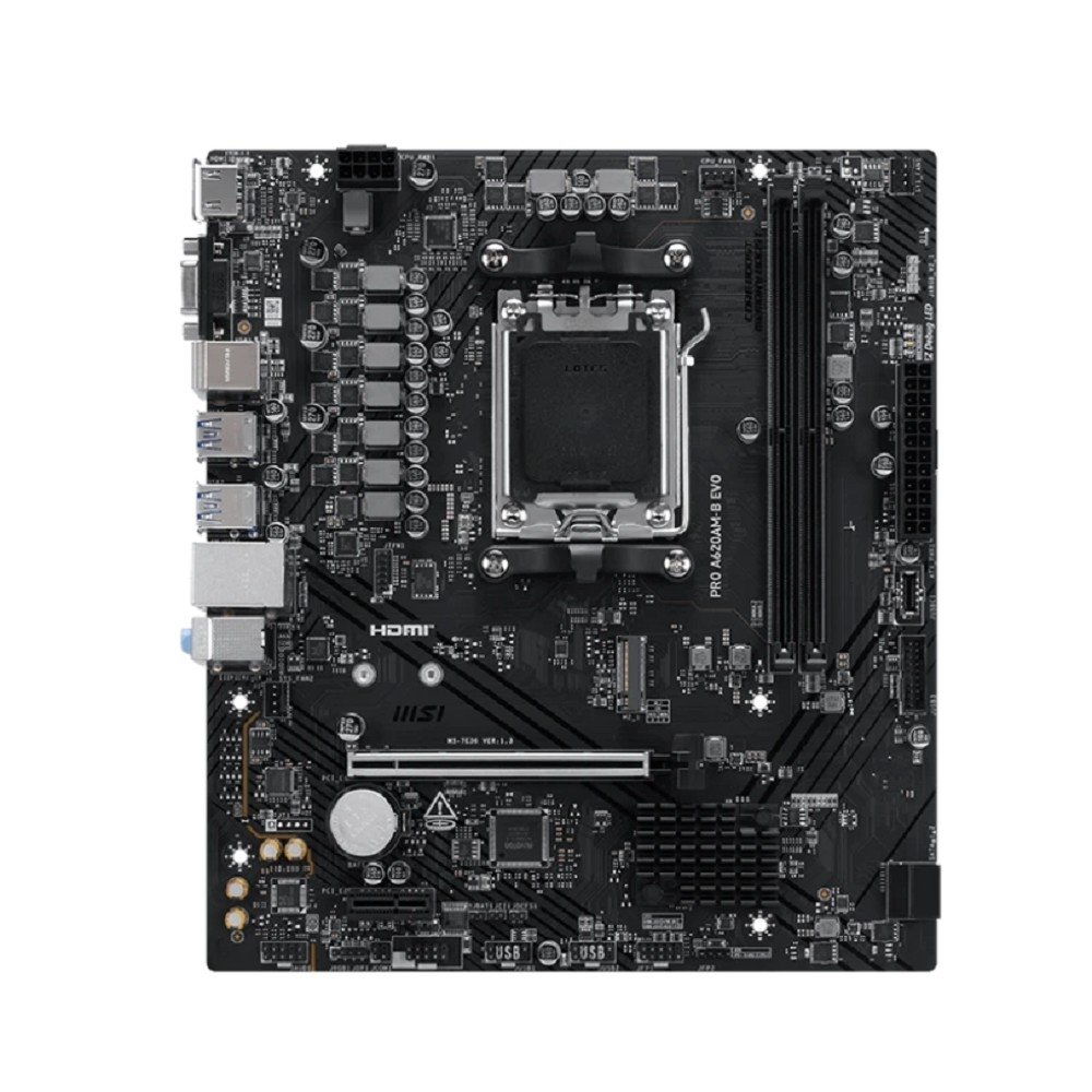 Материнская плата MSI PRO A620AM-B EVO Socket AM5 AMD A620A 2xDDR5 mATX AC`97 8ch(7.1) 2.5Gg RAID+VGA+HDMI