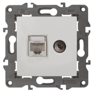 Розетка телевизионная двойная RJ45+TV ЭРА 14-3110-01 Elegance белый