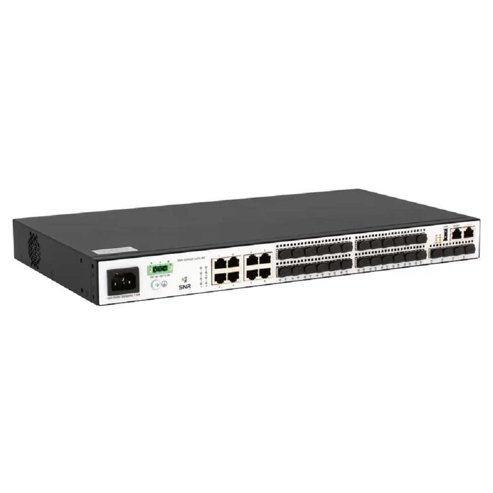SNR SNR-S2995G-24FX-DC Управляемый коммутатор уровня 3, 16 портов 100/1000Base-X SFP, 8 портов Combo 10/100/1000Base-T|100/1000Base-X SFP, 4 порта 1/10G SFP+, VSF HA, встроенный БП ~220V AC