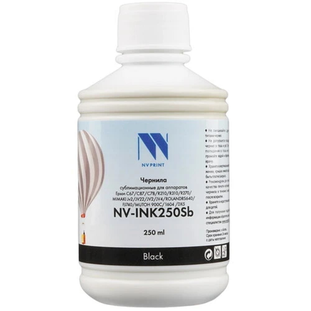 Чернила NVPrint сублимационные NV-INK250 черный Sb для аппаратов Epson C67/C87/C78/R210/R310/R270/MIMAKI JV2/JV22/JV2/JV4/ROLANDRS640/FJ740/MUTOH 900C/1604/DX5 (250мл) Китай