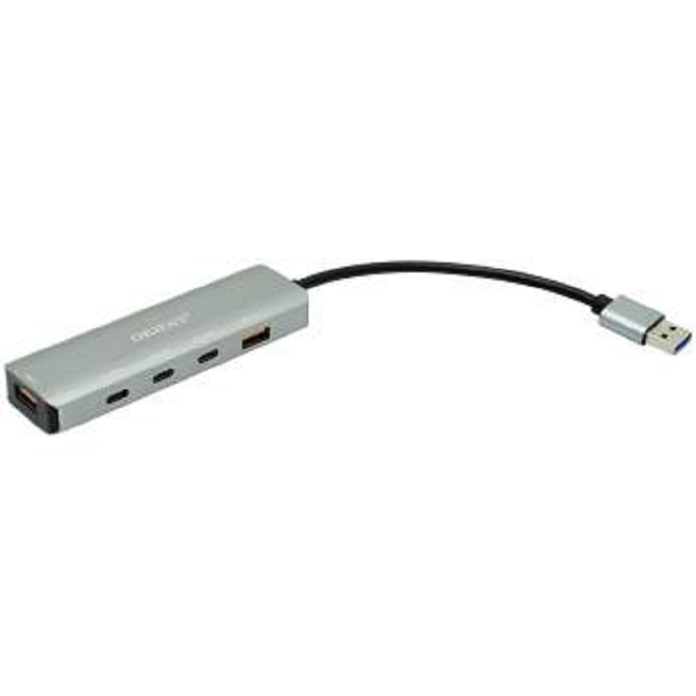 ORIENT CU-1041A, разветвитель USB 3.2 Gen2 (10 Гбит/c), порты: 2xUSB-A + 2xUSB-C, порт USB-C для доп.питания 5В, кабель USB Type-C, алюминиевый корпус, серебристый (33313)