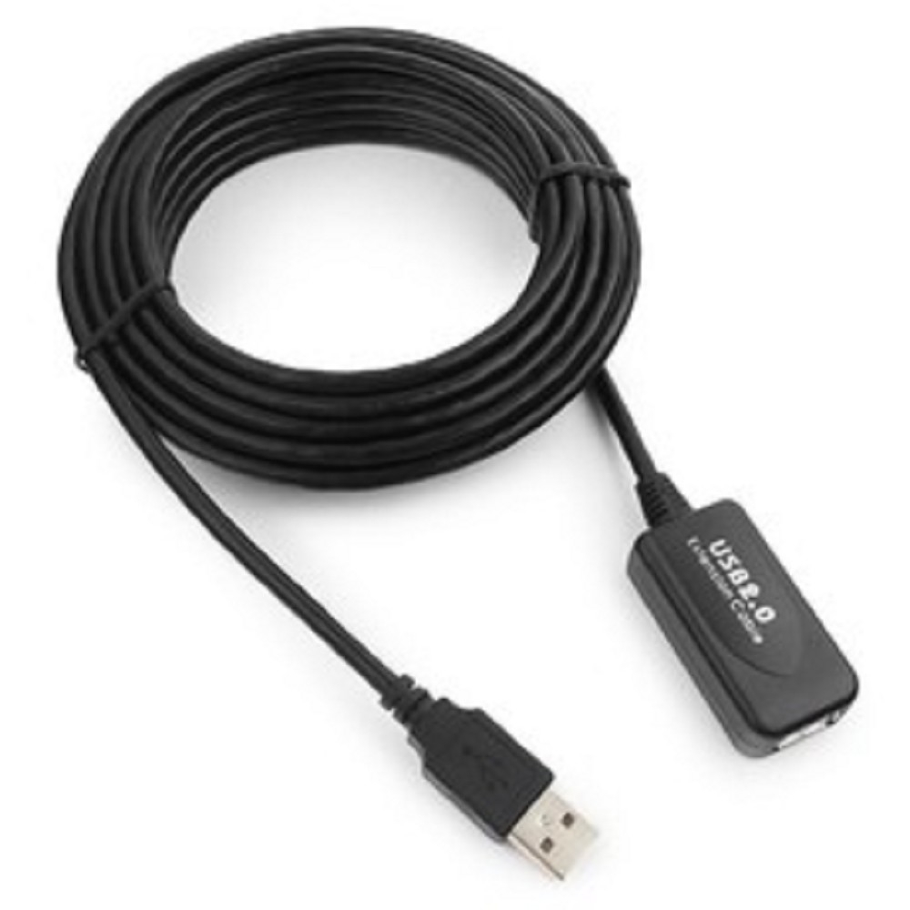 Cablexpert <UAE016-BLACK> Кабель удлинительный активный USB  2.0-repeater A-->A 4.8м