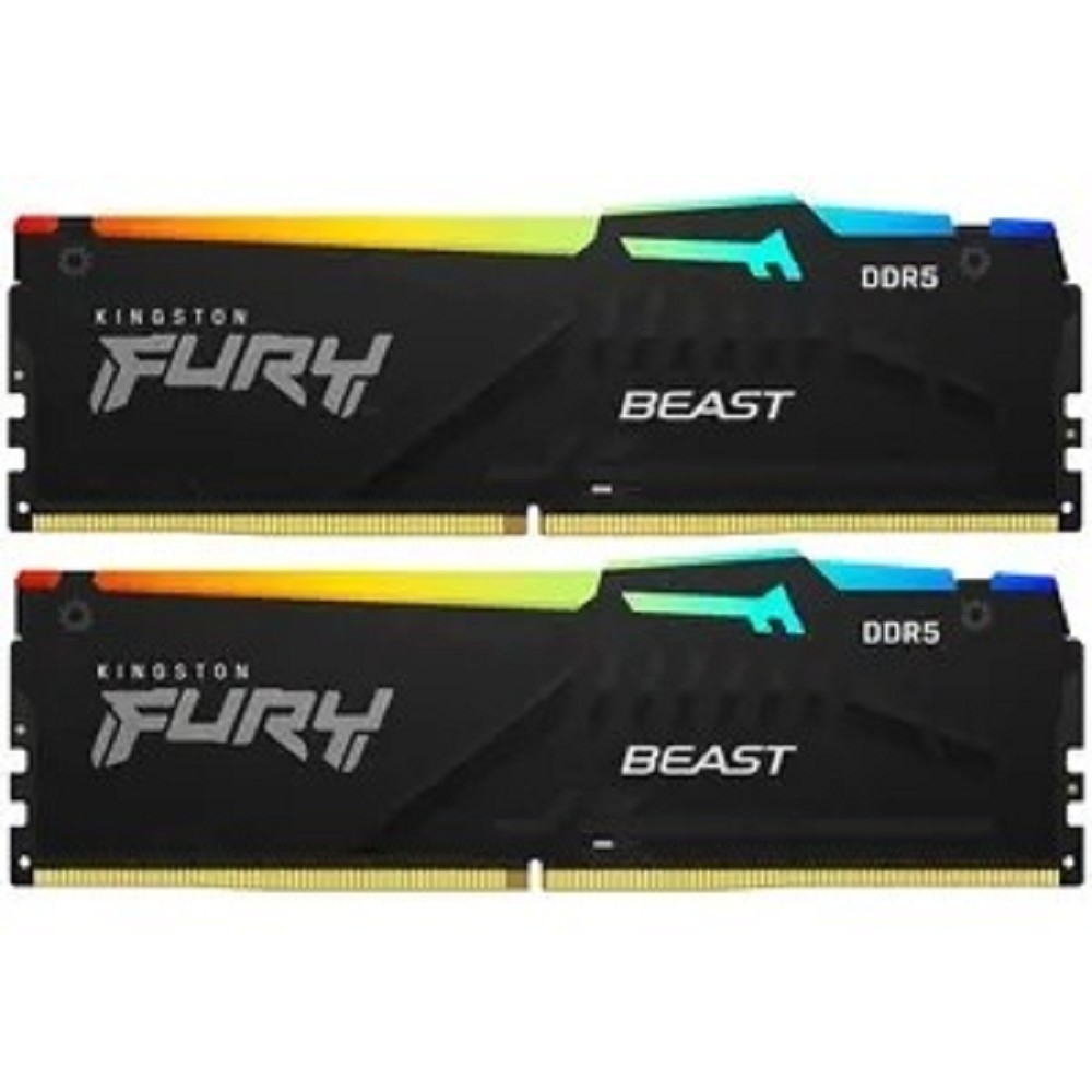 Память DDR5 2x32GB 5200MHz Kingston KF552C40BBAK2-64 Fury Beast RGB RTL Gaming PC5-41600 CL40 DIMM 288-pin 1.25В kit single rank с радиатором Ret