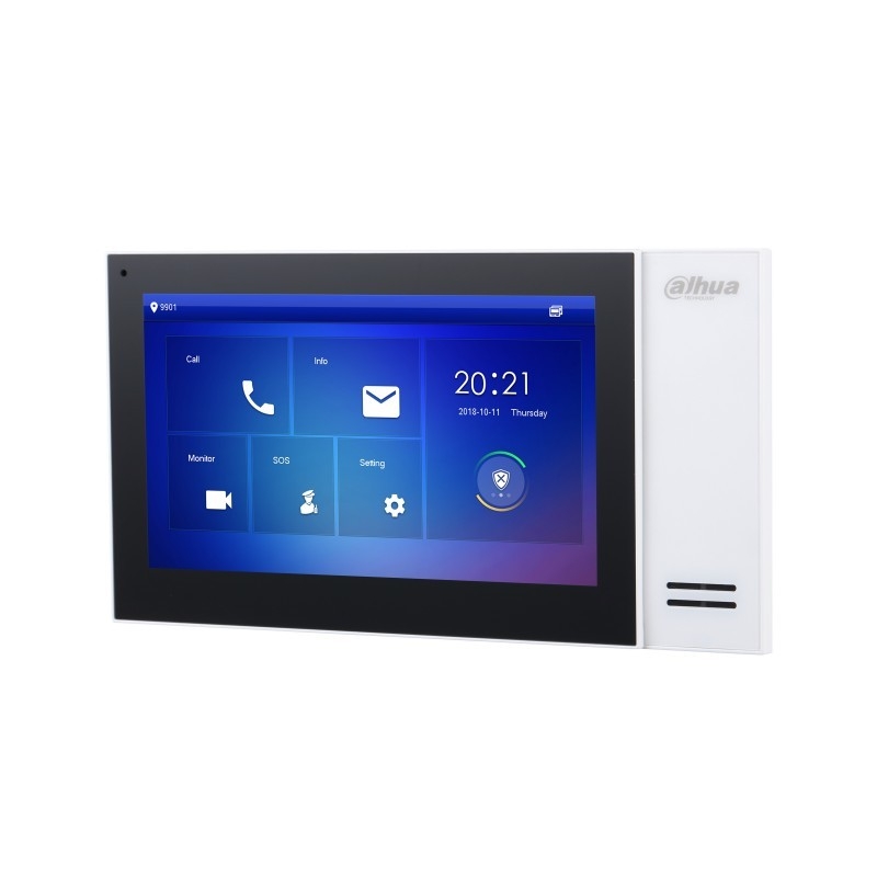 DAHUA DHI-VTH2421FW-P Монитор видеодомофона IP 7 дюймовый, белый, ёмкостной сенсорный экран, встроенная карта памяти до 8Гб, питание DC 12В/PoE
