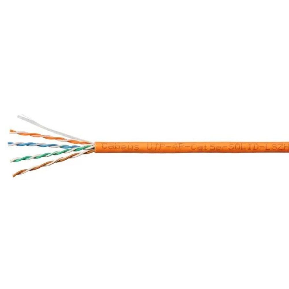 Cabeus UTP-4P-Cat.5e-SOLID-LSZH-OR-LIGHT Кабель витая пара UTP (U/UTP), категория 5e, 4 пары 0,48мм (24 AWG), одножильный, LSZH, нг(А)-HF, оранжевый, (305 м) 305м