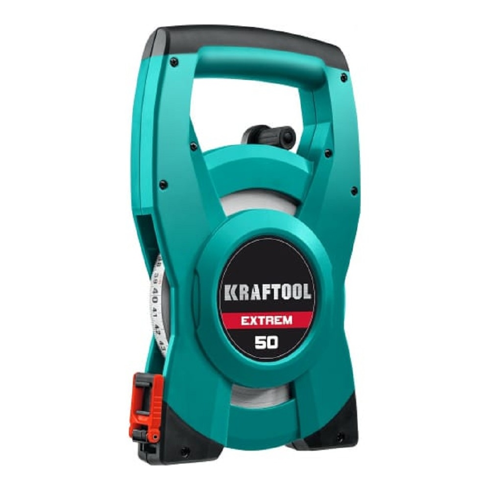 34185-50 Рулетка геодезическая Kraftool Extrem дл.полотна 50м изм.шкала в см зацеп простой зеленый/черный ()