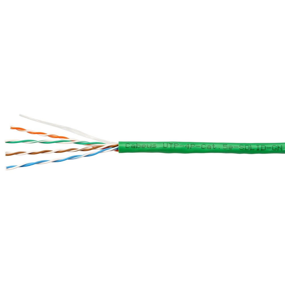 Cabeus UTP-4P-Cat.5e-SOLID-LSLTx-GN-100 Кабель витая пара UTP (U/UTP), категория 5e, 4 пары (24 AWG), одножильный, нг(А)-LSLTx, зеленый (100 м) 100м