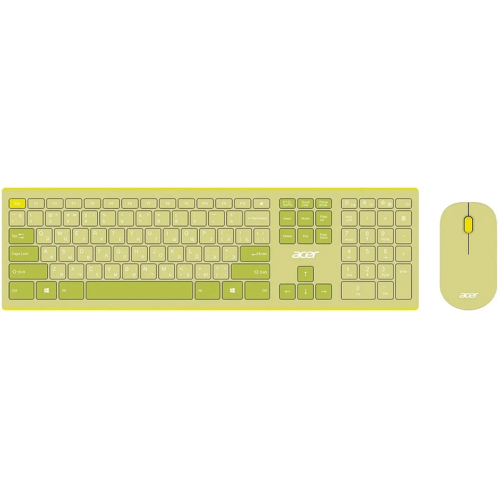 Acer OCC205 [ZL.ACCEE.00E] Комплект (клавиатура+мышь) клав:зеленый/желтый мышь:зеленый/желтый USB беспроводная slim