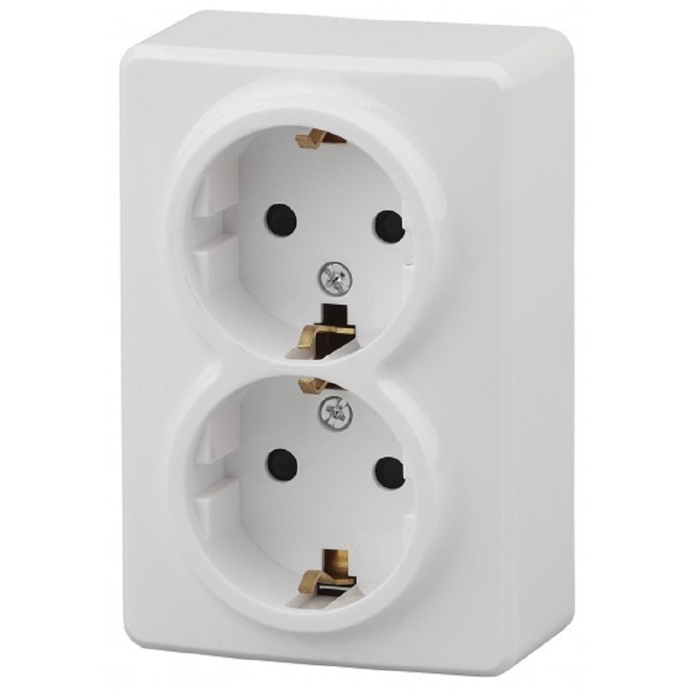 Эра Б0020691 11-2205-01 Розетка 2 х 2P+E Schuko, 16АХ-250В, ОУ, Эра Эксперт, белый
