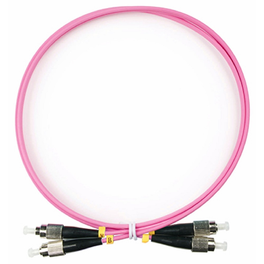 FOP-50-OM4-FC-FC-1m Коммутационный шнур оптический Cabeus tight buffer Duplex FC/FC (UPC/UPC) OM4 50/125 LSZH D 3мм 1м цвет: маджента