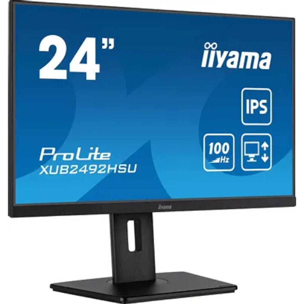 LCD IIYAMA 23.8" XUB2492HSU-B6 {IPS 1920x1080 100Hz 1ms 250cd 8bit(6bit+FRC) HDMI2.0 DisplayPort1.2 4xUSB3.2 HAS Pivot 2x2W}